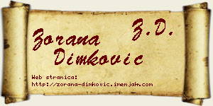 Zorana Dimković vizit kartica